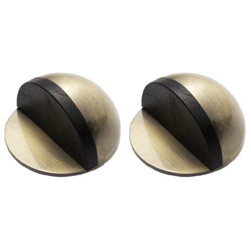 2 Pcs Antique Brass Door Stop for Hard Floor - Floor Mounted with Glue for Glass Door (Bronze Color)