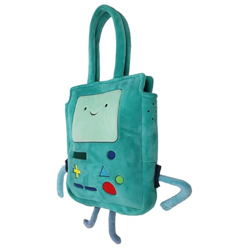 Concept One Adventure Time Tote Bag Soft Character Shoulder Purse with 3D Arms and Legs BMO Plush Figural Interior Pocket Blue