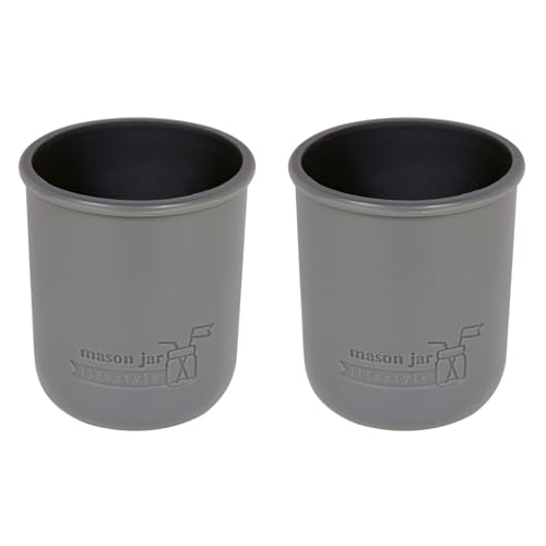 Mason Jar Lifestyle Wide Mouth Pint 16oz Silicone Sleeves/Jackets for Protecting Ball, Kerr, Canning Jars (Charcoal Gray, 2 Pack)
