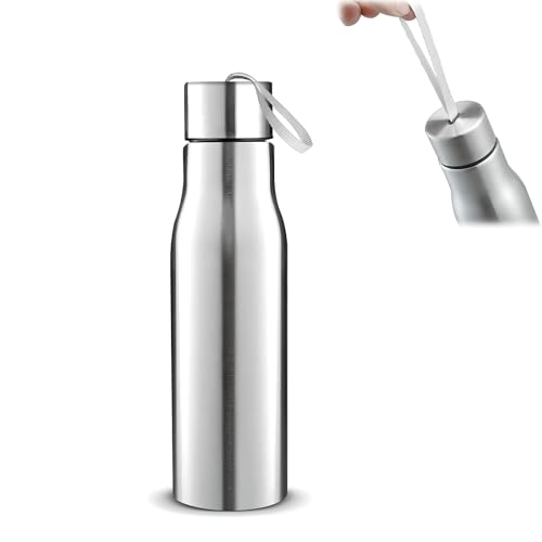 GJV Borraccia portatile in acciaio inox, a parete singola, grande, da campeggio, con manico, bocca larga, a prova di perdite, leggera, per sport all'aria aperta (500 ml)