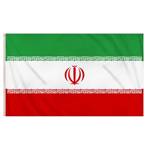 AKH Iran Flag 5ft x 3ft Polyester | Double Stitched Seam with Metal Eyelets | Durable Iranian National Flag for Indoor & Outdoor Use Wall Hanging Garden and Event Decoration