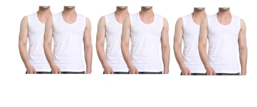 Image of GMR Men's Cotton Broad Shoulder White Sleeveless Vest