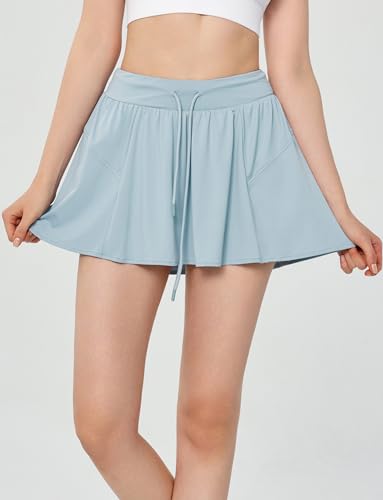 Taille haute avec cordon de serrage poches jupes de tennis légères pour l'été - 3