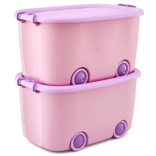 Image of Ash & Roh Multi color Storage Bins with Locking Lids | Collapsible Storage Box with Handle | Organizer Stackable Toy Storage Bins with Wheels | 25 lit Containers Organizing Storage Box. (Pack of 1)