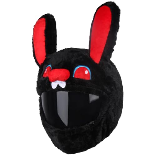 Funda para casco de conejito de peluche extra suave y mullido con orejas largas móviles 3