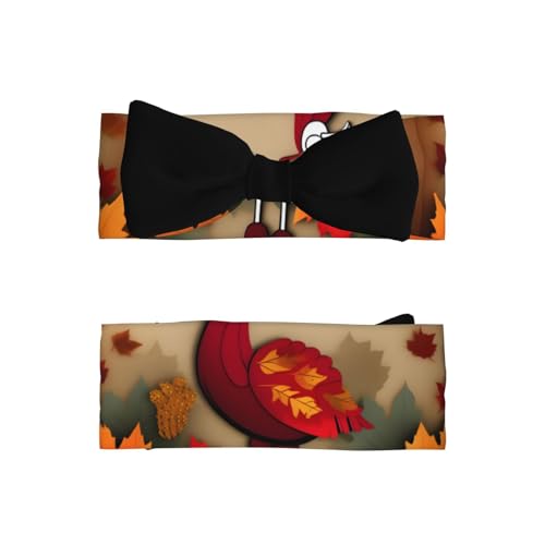 Baby Bow Headband Happy Thanksgiving Decor Turkey With Maple Leaves Printing Soft, Skin-Friendly For Newborns 0-6 Months, For Baby Girls2