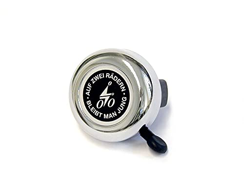 TIYO Fahrrad Glocke REICH auf Zwei Rädern bleibt Man jung verchromt