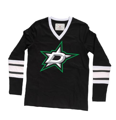 Calhoun NHL Womens V-Neck Varsity Long Sleeve Shirt (Dallas Stars Large)