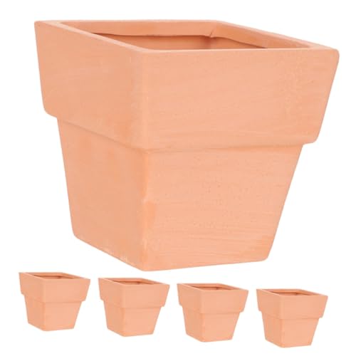 NOLITOY 5 Piezas Vasijas De Barro De Terracota Macetas De Barro para Jardinera De Ventana Maceta Seca Cubo De Flores Macetero De Ceramica Macetas De Vivero Arcilla Florero Cuadrado