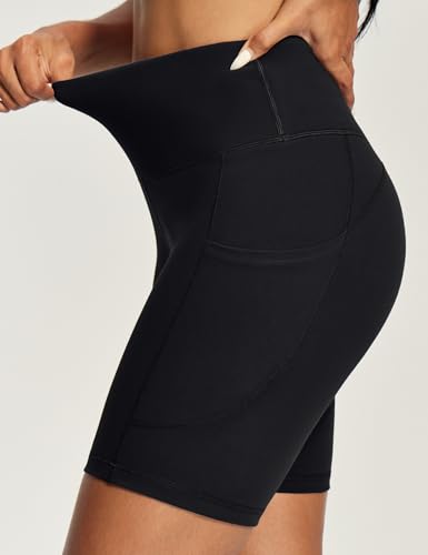 iuga biker shorts women 634 tummy control workout shorts women with pockets high waisted yoga running gym spandex compression