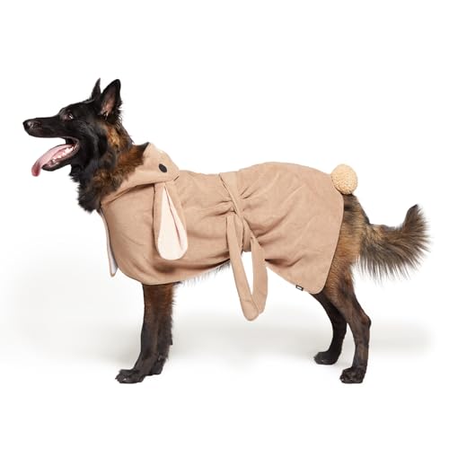 BarkBox Dog Bathrobe Towel - Lightweight, Super Cute Fast Drying Bathrobe for Dogs - Rabbit (Large)
