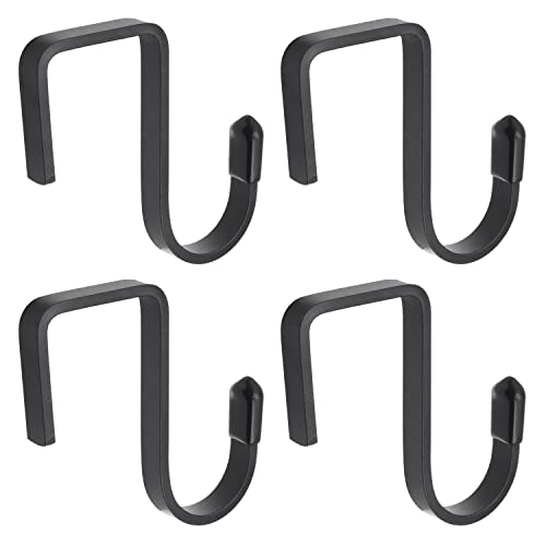 1.2 Inchs Diameter Square Tube Hook Balcony Guardrail Storage Hook Ladder Bike Hangers Sports Equipment Garage Storage Organizer for Hanging Plants, Ladders, Bikes, Ropes and More Bulk Items (Black B)