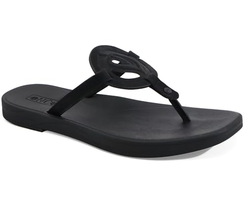 ONCAI Womens Flip Flops with Arch Support Ladies Sandals 2025 Summer Trendys Fashion Casual Comfortable Cute Slip On Walking Flat Sandal for Woman Beach Black Size 7