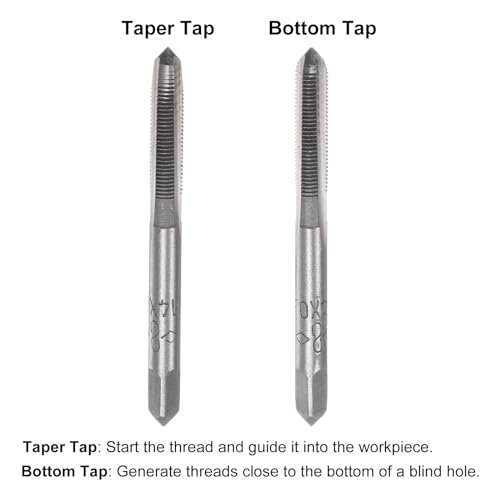 Uxcell A23102300UX0457 1 Pair Metric Hand Tap Set, M4 X 0.5 Taper/Bottom Thread Taps Alloy Tool Steel Screw Tap Kit Hand Threading Tapping Tools thumb #2