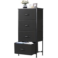 4-Drawer Nightstand Bedside Table w/ Steel Frame & Wood Top