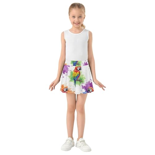 Watercolor Parrots Colorful Splash Athletic Shorts for Girls Skorts Kids Tennis Skirts Pleated Butterfly 3t3