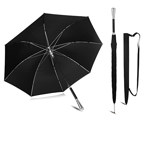 Sternenfunke Regenschirm schwarz groß Ø110 cm elegant hochwertig Flanierschirm Stockschirm Herren und Damen großer Regenschirm groß 2 Personen edel mit Edelstahl Griff Cover