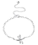 Cutesmile Fashion Jewelry 925 Sterling Silver Cute Dragonfly Heart Chain Anklet