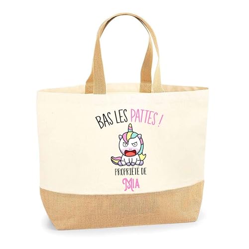 Idée Cadeau Fête des mères : Sac jute Mia Licorne humoristique et pratique