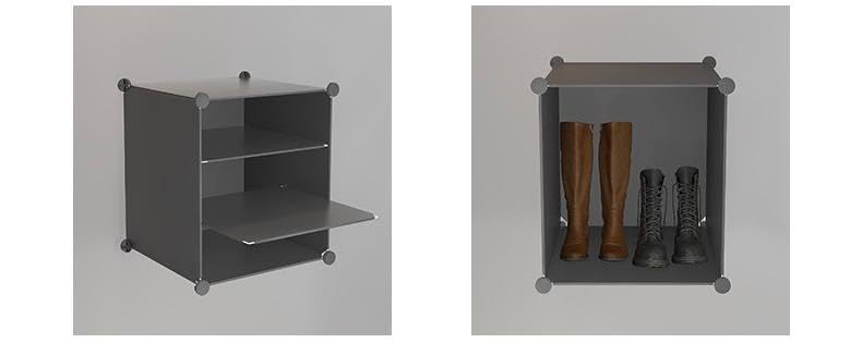 Image of Shoe Rack Multipurpose 5 Shelves Shoe Rack with Zip Door Cover & Side Pockets, Multiuse Wide Shelve,Rack for Footwear, Toys, Clothes (Dark Grey, 12-Layer)