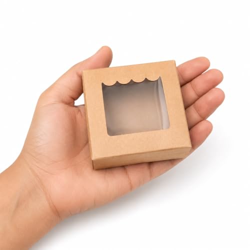 Image of Kraft 1Brownie Packaging Box (Pack of 25) 3x3x2 Inches | Single Browines packing, Bakery Packaging Box for Donut, Cookies, MINI Candle & Small Gifts | Ideal for Home Bakers |