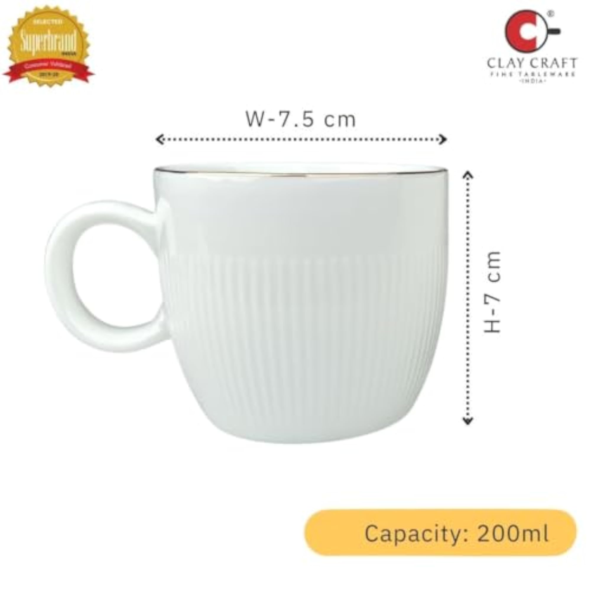 Impression Ceramic Gold Line Coffee Mugs Set of 6