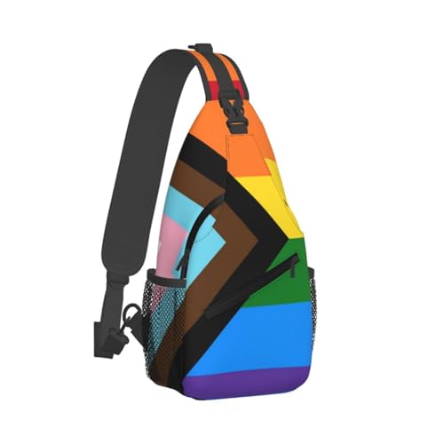 Rainbow Progress Pride Flag Lgbt Colorful Fashionable And Portable Men'S Casual Cross Chest Bag2