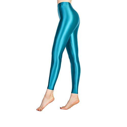 Image of LEOHEX Satin Glossy Opaque Pantyhose Sexy Stockings Shiny Yoga Leggings Sport Women Fitness Japanese High Waist Tights