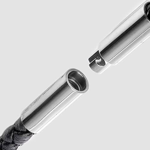 Serasar Leather Locket Men Leather Necklace With Pendant - 60Cm Silver - Leather Cord Chain With Jewelry Box For Men - Real Leather - Gift For Men - Leather Necklace Men Jewelry Choker #TOP5