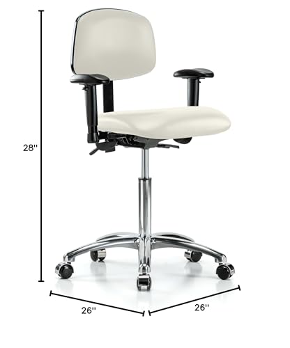 Image of Perch Task Chair, Rolling, Medium Bench Height 21.5 inch-29 inch, Off-White Vinyl