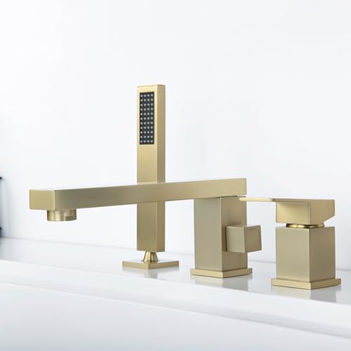 Robinet de douche moderne pour baignoire 3 trous, mitigeur noir mat avec flexible et douchette