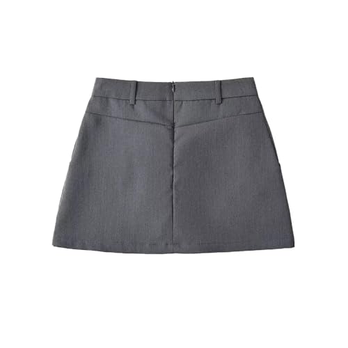 Women's Solid Color Mini A-Line Skirt High Waist Back Zipper Workplace Skirt3