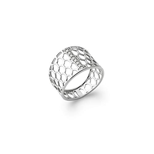 Bague en Argent 925 rhodié ajourée et oxydes de zirconium raffinés