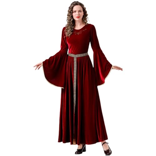 Robe médiévale longue Renaissance de style vintage pour soirée cosplay