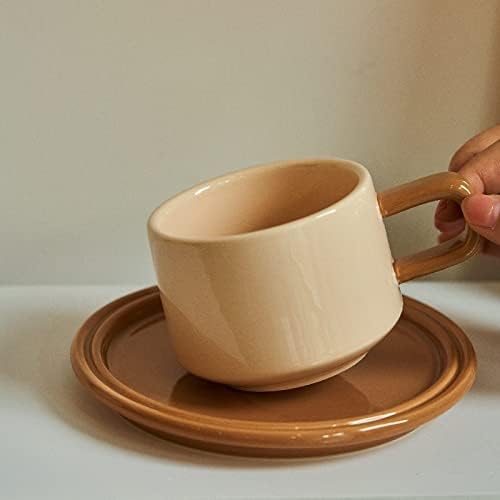 Coffee Cup And Saucer Set Mug For Family Tea Cup Set Cups And Mugs Drinkware Coffee Cups Coffee Mug Set (Egg Dance) (Coffee With Almond)