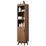 Bifins 68' Tall Bathroom Storage Cabinet,Narrow Fluted Tower Cabinet with Door and Shelves,Slim Space Saving Storage Unit for Bathroom Kitchen Living Room (Walnut, 11.8' D x 15.75' W x 68' H)