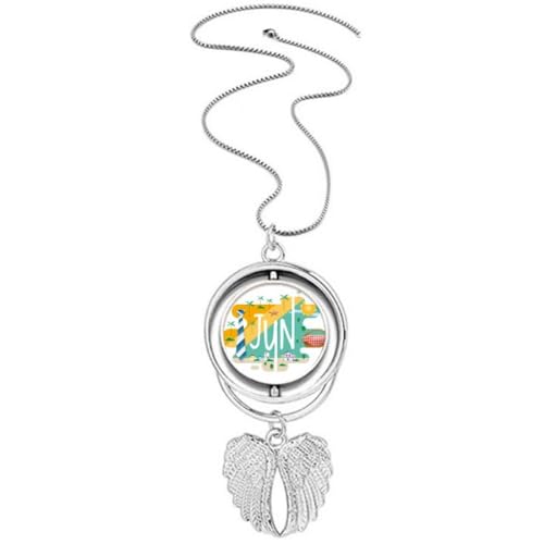 Collier ailes d'ange et son pendentif rotatif de juin aux finitions soignées