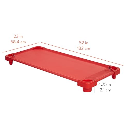 Image of Back2School Express Sleepline Stackable Cots, Ready-to-Assemble, Sleeping Cot, Red, 6-Pack