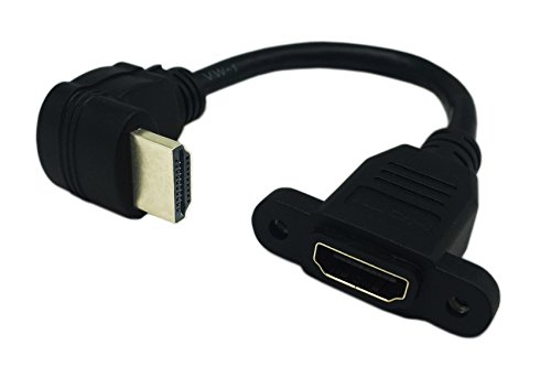 Cerrxian 15Cm 6Inch High Speed Hdmi 2.0 Down Angle Hdmi Male To Female Extension Cable With Screw Hole Panel Mount Support 4K 60Hz Resolution For Blu Ray Player, 3D Tv, Roku, Xbox360 (Black) (D) #TOP3