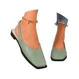 Generisch Elegante Damen Sommersandalen mit eckiger Spitze bequemen Riemchen hinten offener Zehenpartie für jeden ideale für Freizeit Strandurlaub (Mint Green, 38)