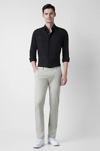 Image of Peter England Men's Slim Fit Mid Rise Formal Stretchable Knit Super Trouser | Comfort Lycra | 360-Degree Stretch