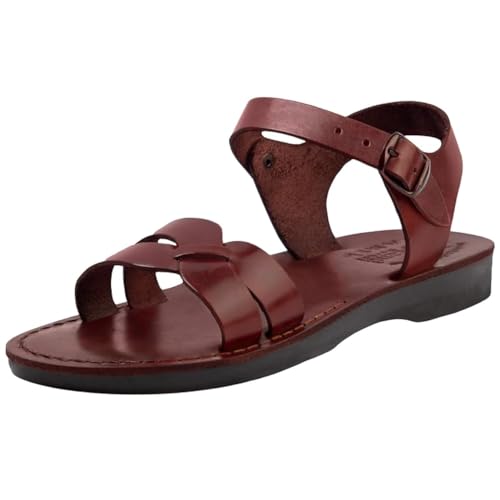 Holy Land Market Unisex Adults/Children Genuine Leather Biblical Sandals/Flip Flops/Slides/Slippers (Jesus - Yashua) Yousef Style