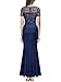 Miusol Women's Elegant Sequin Lace Contrast Ruffle Style Formal Evening Long Dress (Small, Navy Blue)