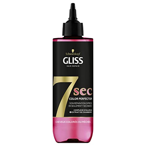 Schwarzkopf - Tratamiento reparador Gliss Express en 7 segundos – Color Perfector – Cabello teñido o con mechas – Intensidad y brillo – Complejo hialurónico y extracto de arándano – 200 ml
