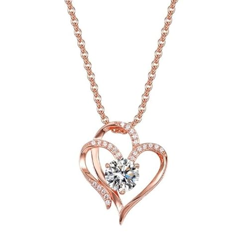 Collier femme pendentif cœur en oxyde de zirconium rose, l'idée cadeau femme idéale