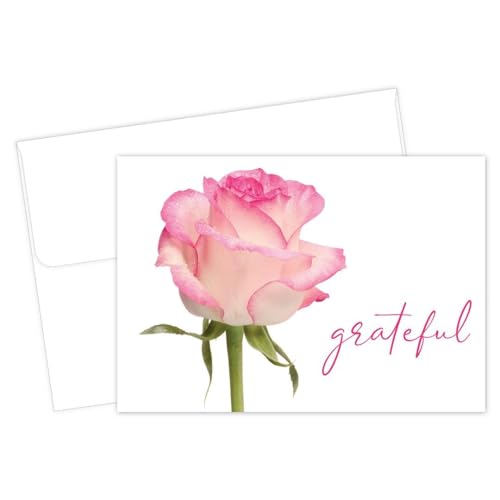Image of Great Papers! Grateful Pink Rose Thank You Note Card and Envelope, 4.875 inch x 3.375 inch, 24 count (2025029)