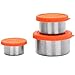 G.a HOMEFAVOR Kleine Edelstahl Snack Behälter Set, 5 cm, 6 cm, 8 cm Vorratsbehälter, Dressingtöpfe Gewürzbehälter mit Auslaufsichere Silikondeckel, Stapelbare Portionskontrolle Brotdosen, 3er Set
