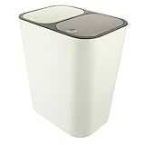 Parliky Papelera de Doble Compartimento con Tapa Presionable Diseño Compacto y Sellado para Cocina Baño y Oficina Contenedor Antiólor para Residuos y Reciclaje