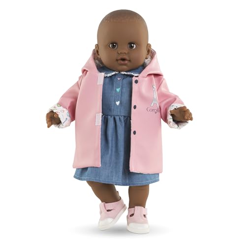 Corolle Mon Grand Poupon Regenmantel, Paris, 2in1-Wendemantel, Wochenende in Paris Design, für alle 36cm Babypuppen, ab 2 Jahren