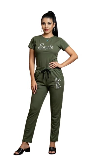 Women's Night Suit Co-Ord Set | Round Neck Half Sleeve T-Shirt & Drawstring Pants | Soft Ribbed Fabric | Relaxed Fit | Lounge Set | Sleepwear | Daily Comfort-picture-15